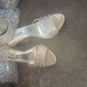 Silver Strappy Women's Heels